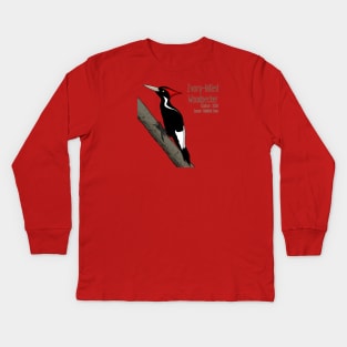 Extinct Species: Ivory-billed Woodpecker - UPDATED Kids Long Sleeve T-Shirt